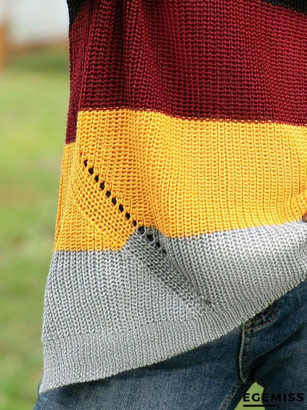 long sleeve v neck casual sweater | EGEMISS