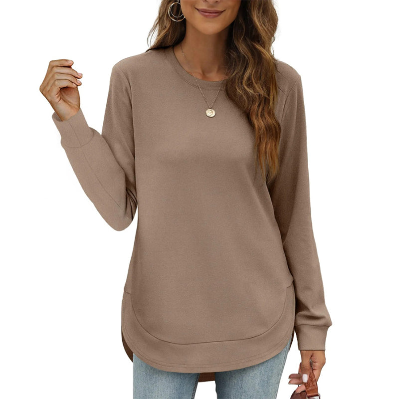 ⏰ Women's Sweatshirt Crewneck Curved Hem