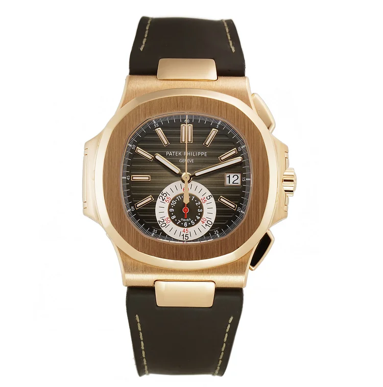 Patek Philippe Chronograph 18k Rose Gold Black-Brown Dial On Strap