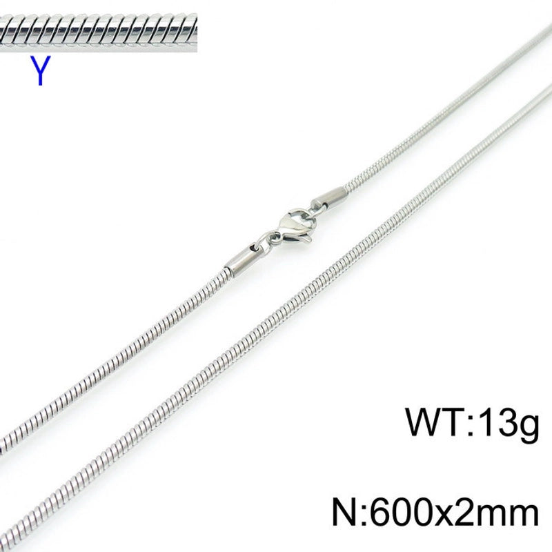 Jewelry Classic Style Solid Color Titanium Steel 18K Gold Plated Chain Necklace