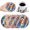 (US Local)[Upgrade]4Pcs Acrylic Special Shape Lion DIY Waterproof Diamond Painting Coaster