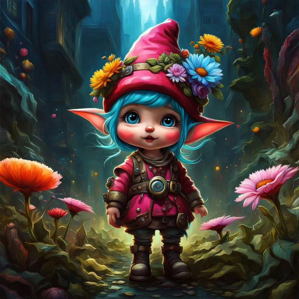 Dwarf Girl In The Forest 30*30CM (Canvas) Full Round Drill Diamond Painting gbfke