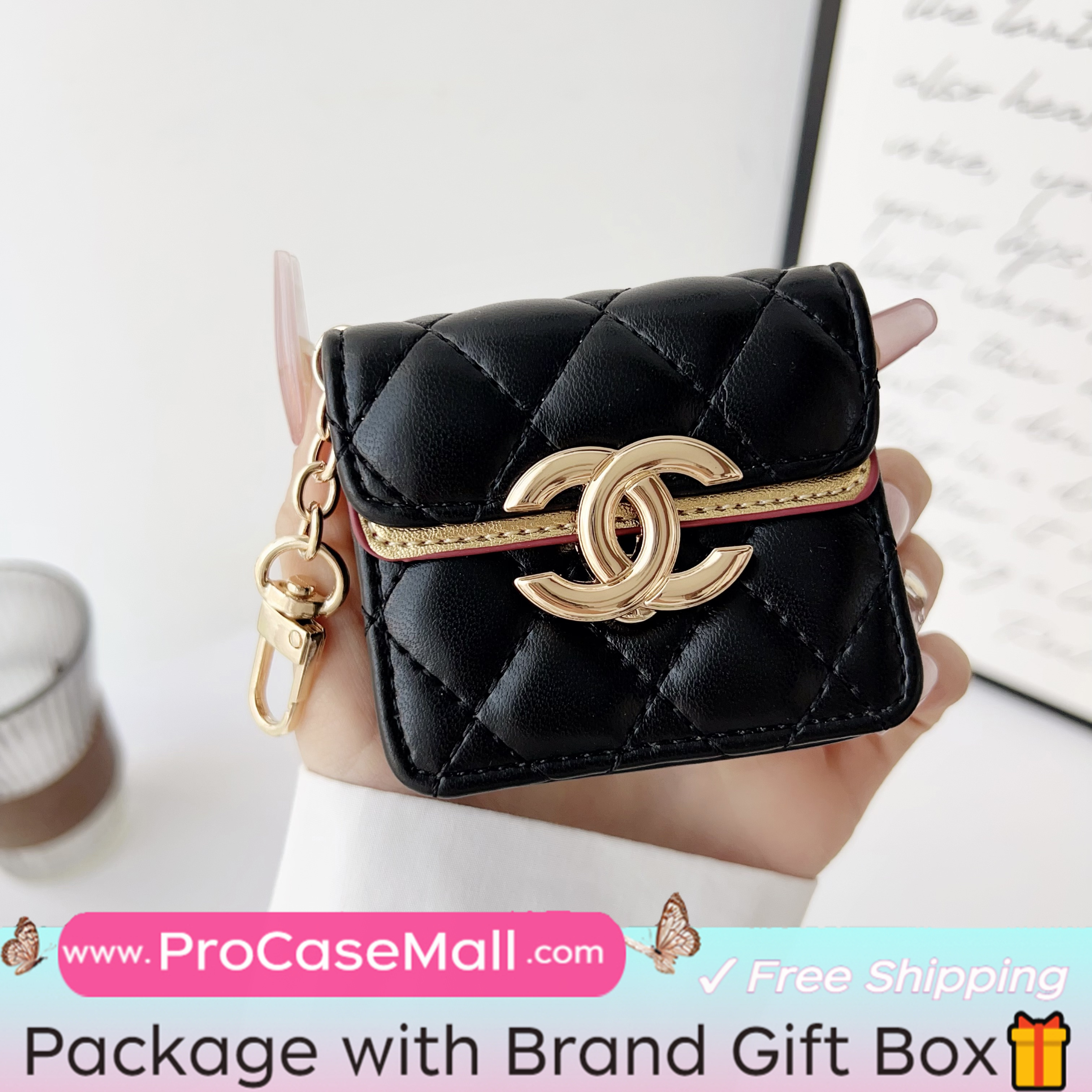 CHANEL MINI CROSSBODY BAG UNIVERSAL STYLE WIRELESS HEADPHONE LEATHER CASE