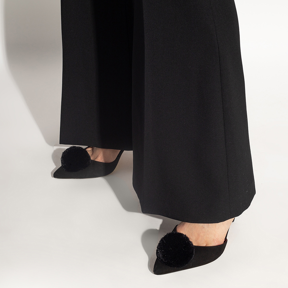 Black Faux Suede Pointed Toe 4'' Stiletto Heel Ankle Strap Sandals Nicepairs