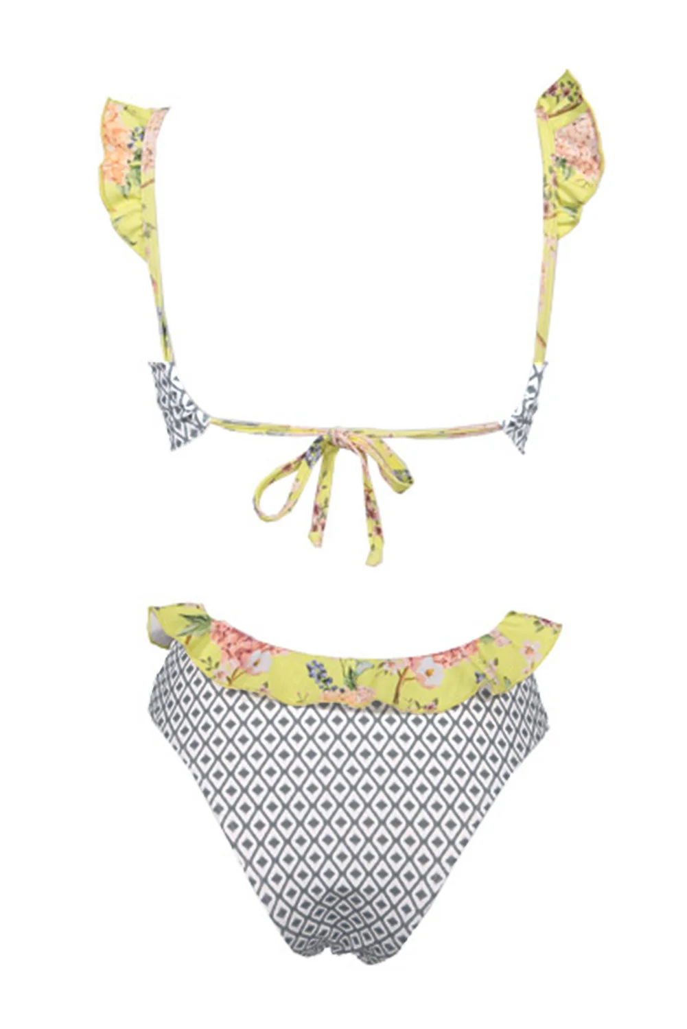 Geometric Print Ruffle One-piece Swimsuit