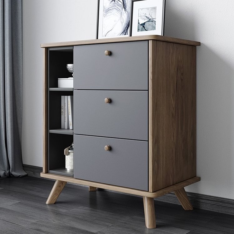 Homemys Modern Wooden 3 drawer Large Capacity Storage Cabinet