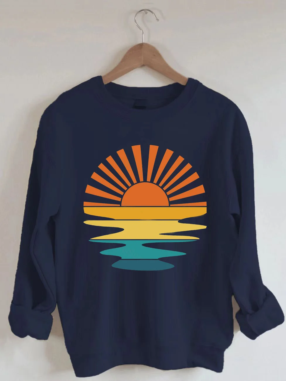Retro Sunset Rays Wavy Sweatshirt