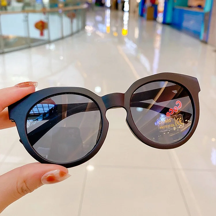 Traceeye Children Sun Glasses Outdoors Round Frame Dark Glasses Matte Anti-uv 400 Boys Girls Sunglasses Goggle Sun Protection Glasses