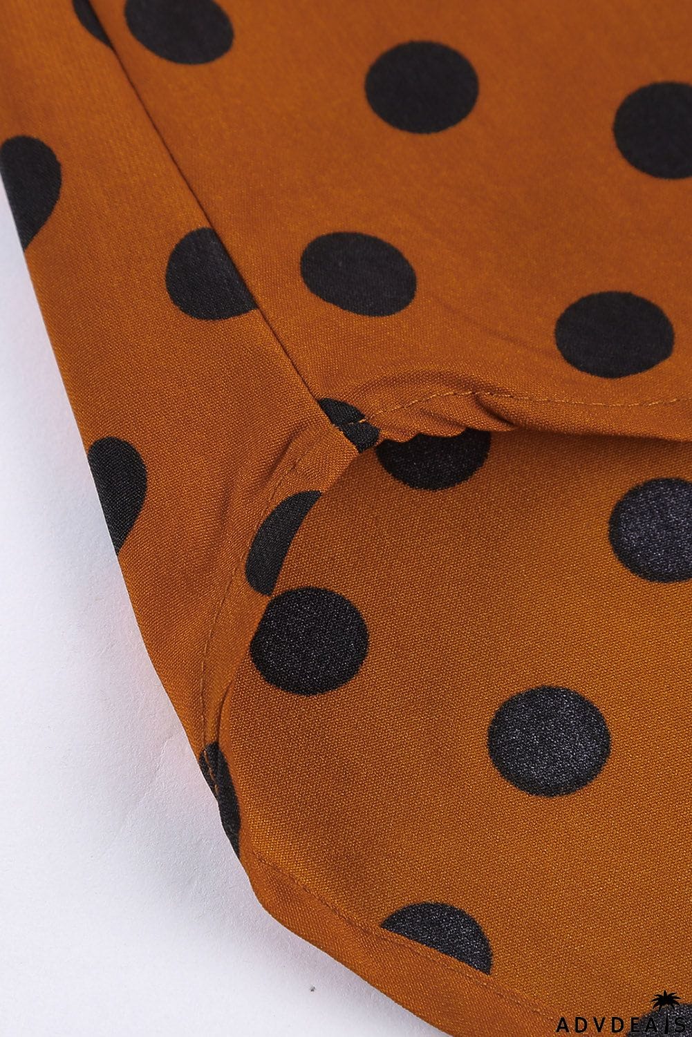 Dotted Print V Neck Drape Front Blouse