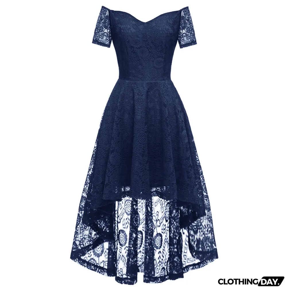 Women Sexy Elegant Off Shoulder lace Short Sleeve Mermaid Dress