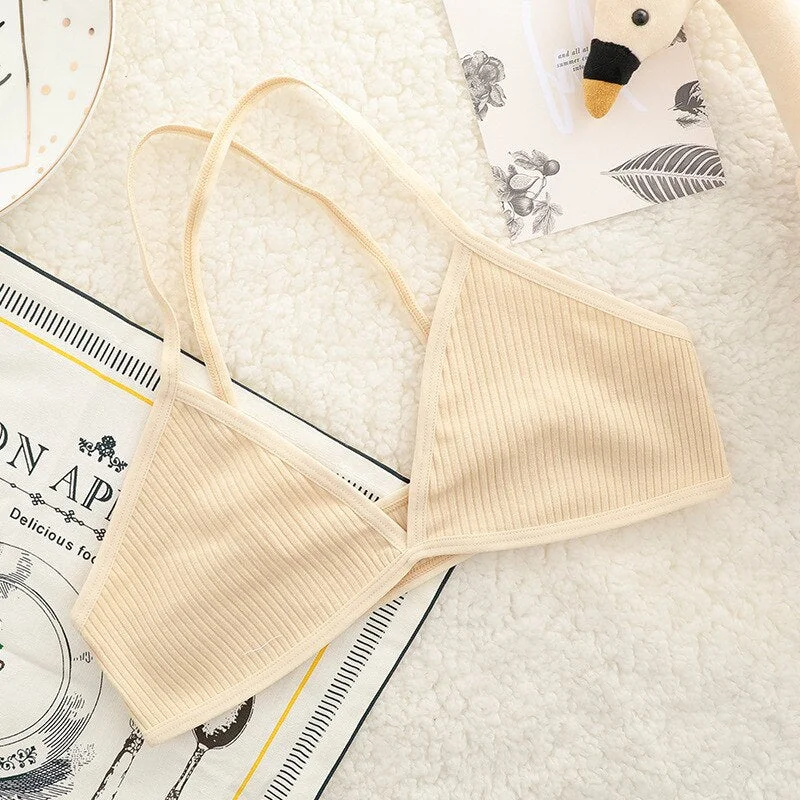 Comfortable sexy female bra thin cotton French sexy bra deep V wireless push chest bra without steel ring seamless bra