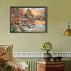 Rue au bord de la rivi&egrave;re-perceuse ronde peinture diamant-50*35cm