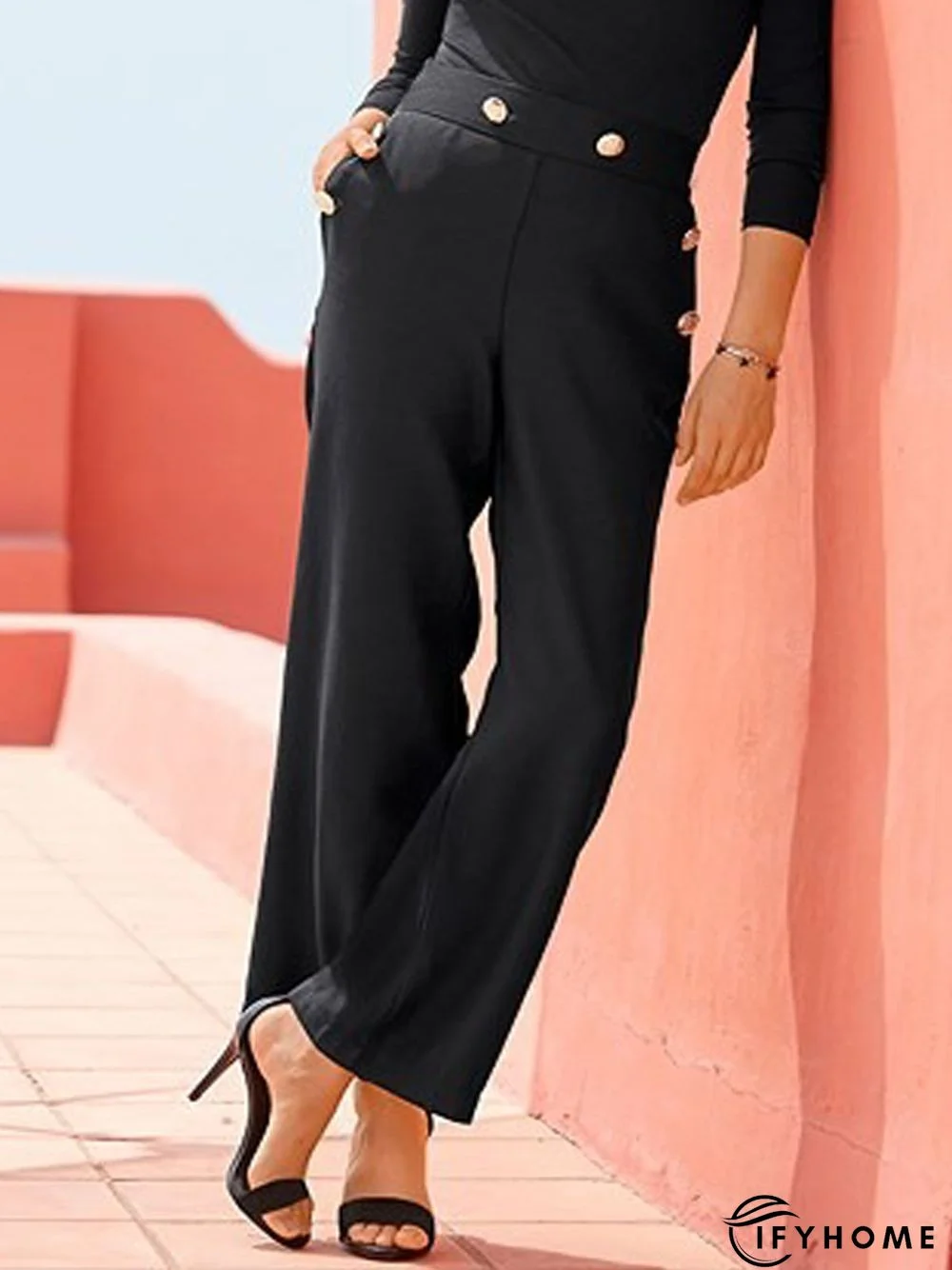 Plain Pockets Casual Buttoned Tailored Pants | IFYHOME