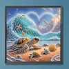 Heart Wave Turtle Family Special Shaped 5D DIY Partial Drill Diamond Painting Kits for Adults Beginners Home Decor Diamonds Dots Gem Art Kits 11.81 X11.81inch