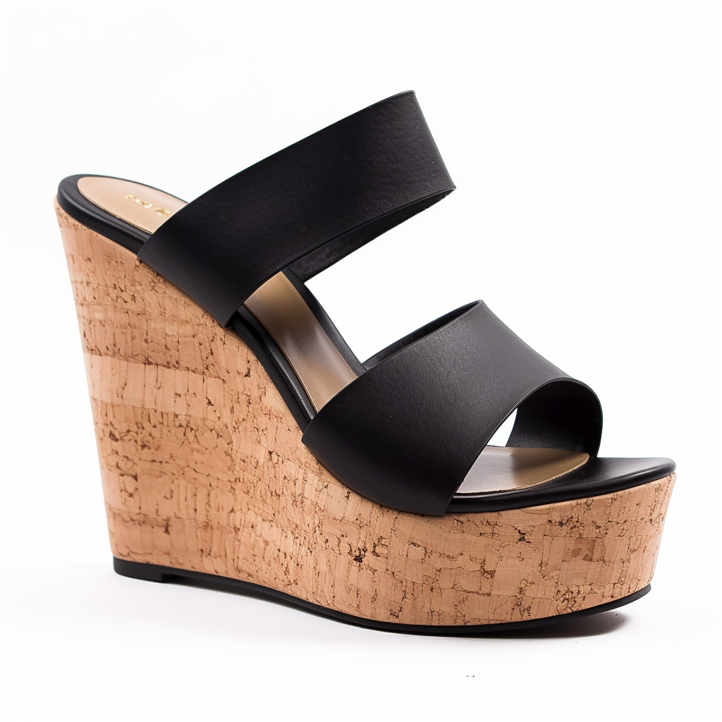 Black  Opened Toe Strappy Platform Mules With Wedge Heels Nicepairs