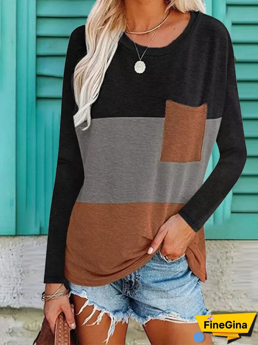 Casual Striped Crew Neck T-shirt