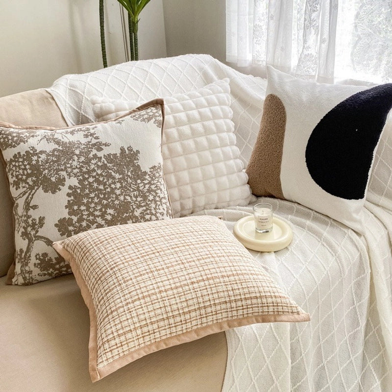 Autumn And Winter Nordic Simple Light Luxury Pillow Cover Plush Rabbit Fur Luxury Classic Style Pillow Cover Chenille Cushion Cover