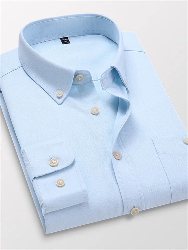 Men's Dress Shirt Button Down Shirt Collared Shirt Light Pink White Royal Blue Long Sleeve Plain Spring & Fall Wedding Work Clothing Apparel-Cosfine