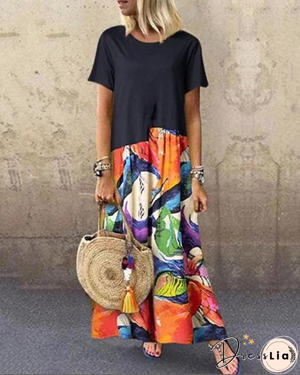 Womens Kaftan Dress Maxi Long Half Sleeve Print Summer Plus Size Hot Casual Holiday Loose