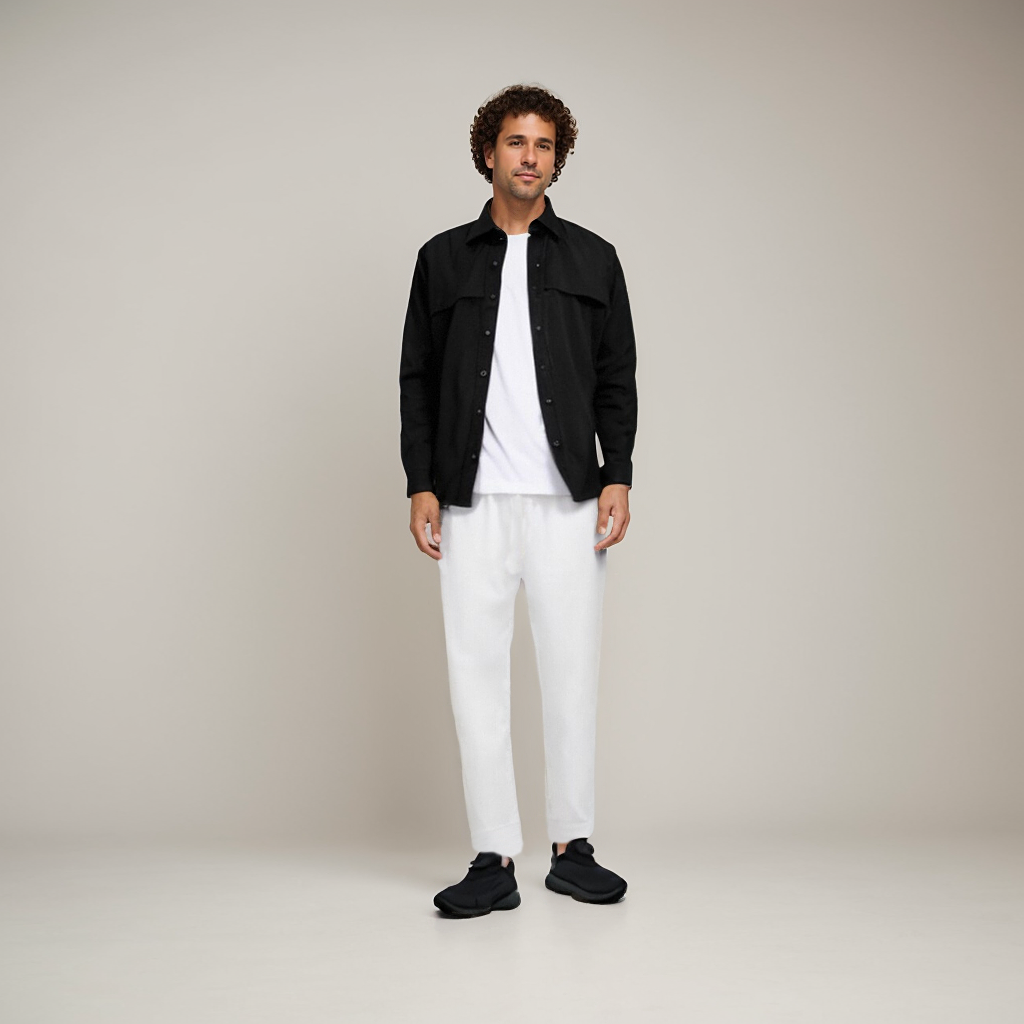 100% European Linen Men's Simple Long Sleeves Shirt REAL SILK LIFE