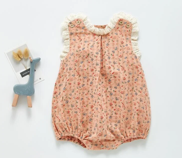 Summer 2021 Baby Kids Rompers Short Sleeve Embroidery Flower Cute Creeper Baby Girl's Bodysuit Outfits