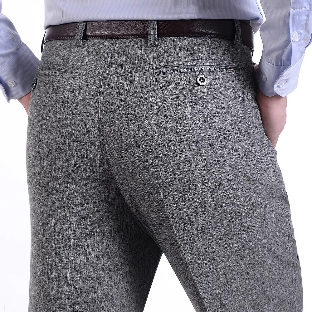 Lookouta 2024 Brand Men's Trousers Middle-aged Men Trousers Casual Loose Thin Pants for Male Straight High Waist Man Trouser Pant