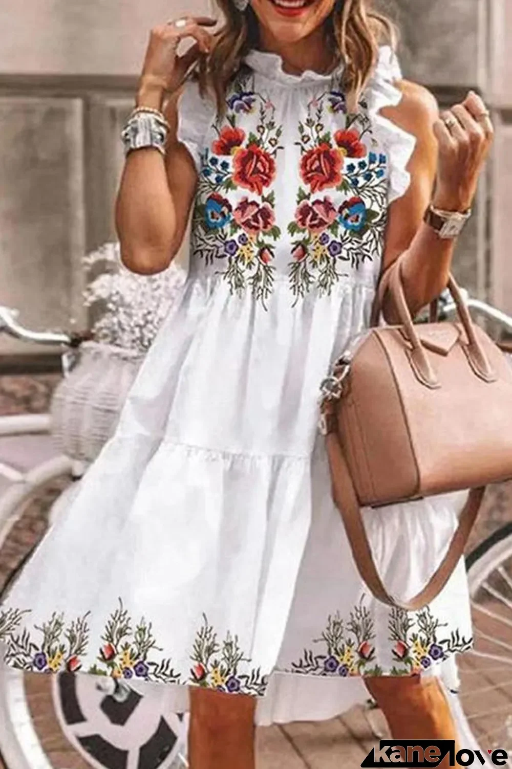 Flower Print Ruffle Cake Dress