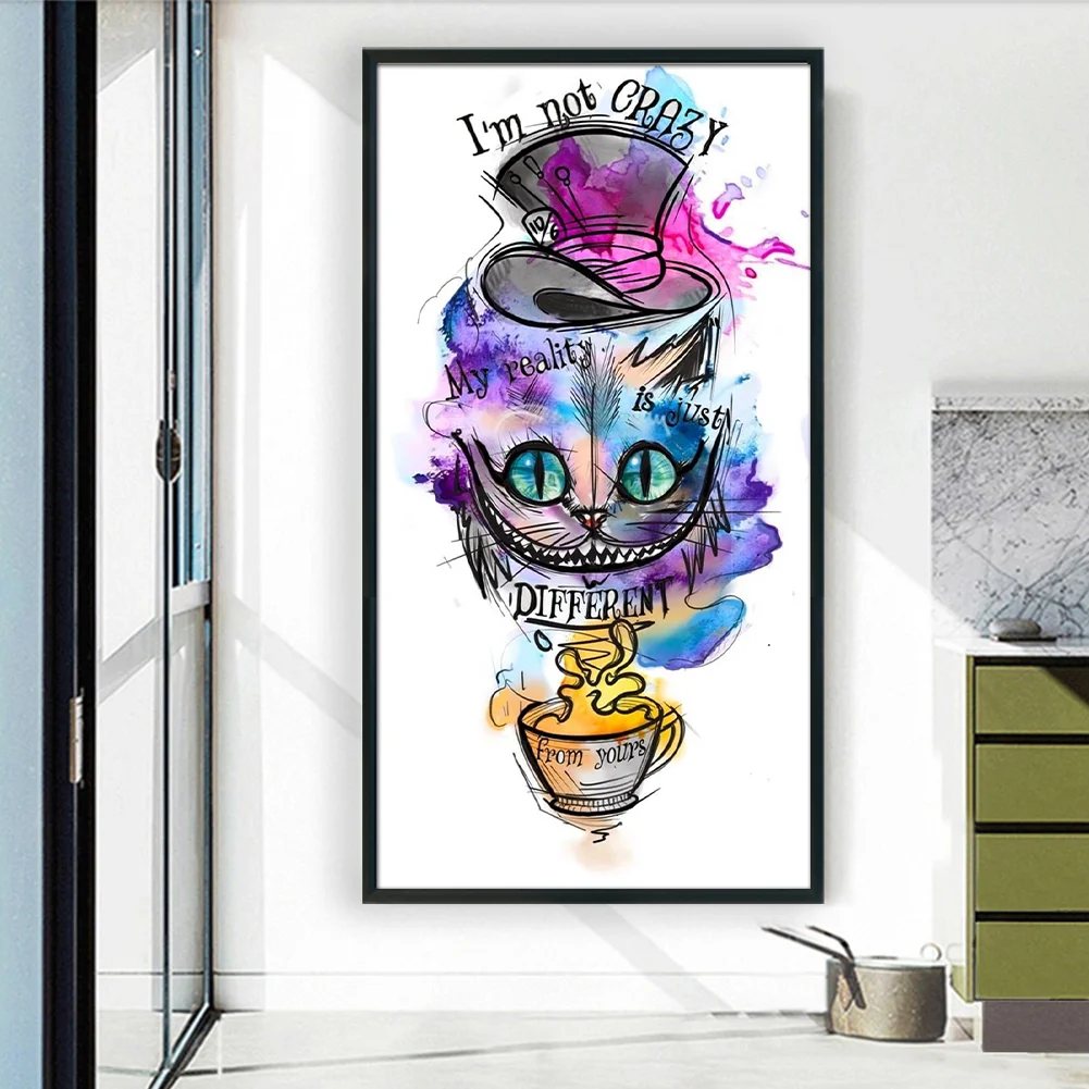 11CT Full Stamped Cross Stitch - Alice Cat(Canvas|35*65CM)