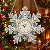Acrylic Special Shape Xmas Snowflake Diamond Pearl Painting Clock Handicraft Hanging Kit