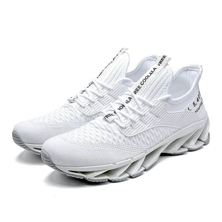 Men's Blade Fish Scale Mesh Tennis Walking Jogging Travel Gym Casual Comfortable Breathable Sneakers White