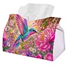 DIY Diamond Art Tissue Box Holder Bird PULeather Diamond Art Desktop Organizer Resin Rhinestone Storage Organizers Gem Art Home Office Decor Craft Gift for Women