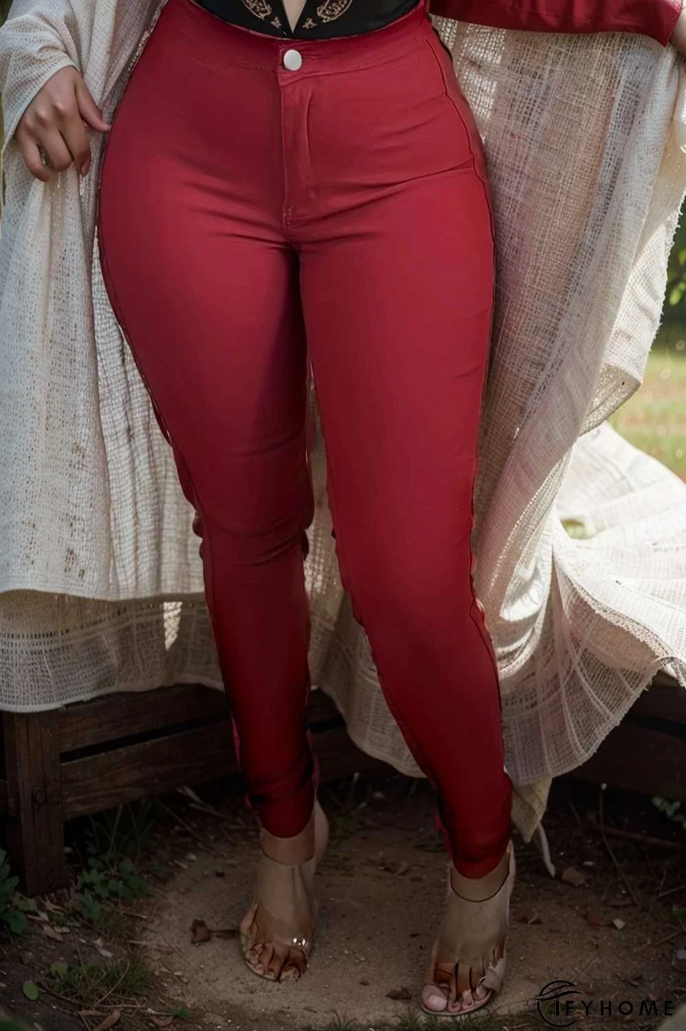 casual solid slim fit skinny pockets pants | IFYHOME