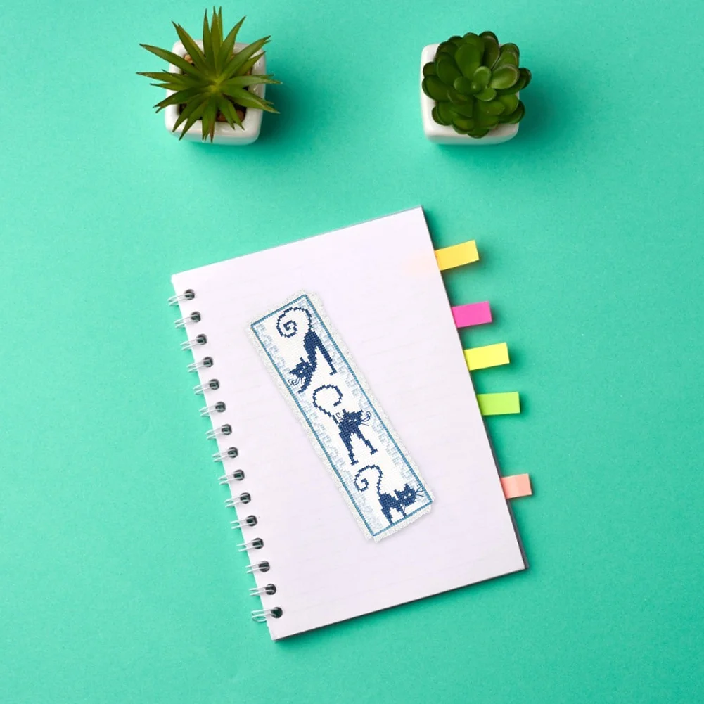 14ct 2-Strand Double-sided Counted Cross Stitch Bookmark - Cat(18*6cm)