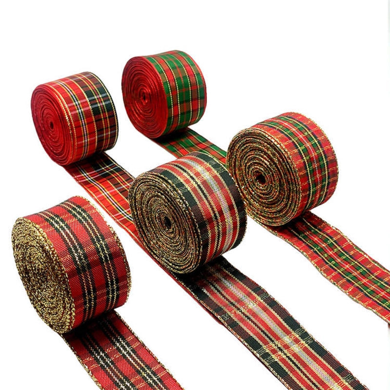 Christmas Decoration Plaid With Handmade Diy Flowers Gift Gift Box Packaging Christmas Tree Decoration