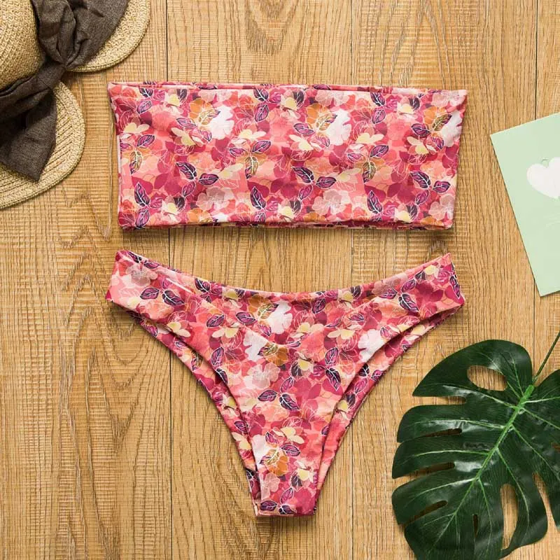 2019 Sexy Off Shoulder Swimwear Print Bikini Brazillian Swimsuit Women Bikini Female Swimming Biquini Maillot De Bain Femme 5010