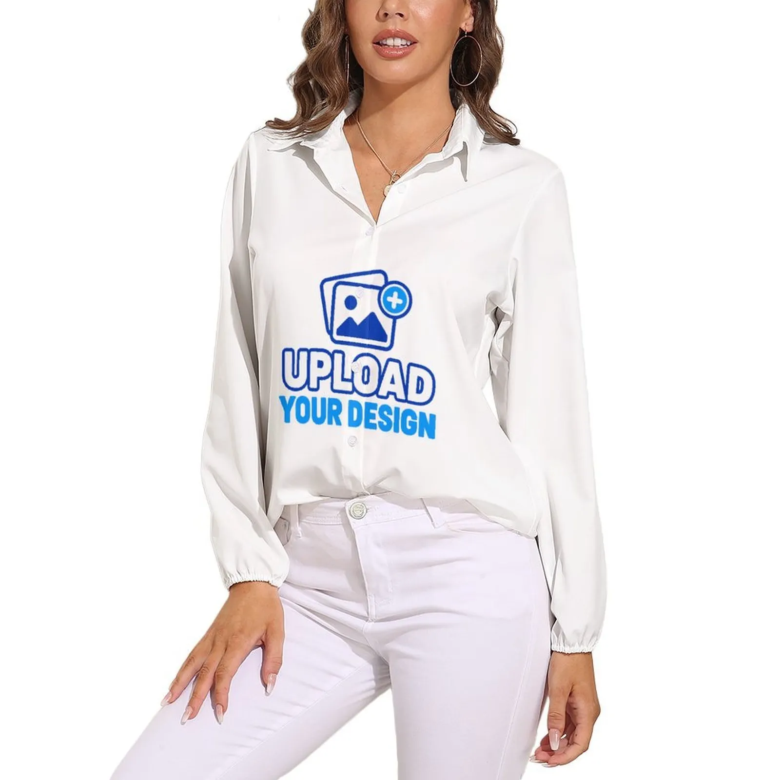 Custom Vintage V-Neck Long-Sleeve Button Blouse product image 8