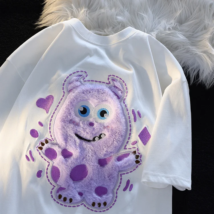 Kawaii Little Purple Monster Summer T-shirt weebmemes