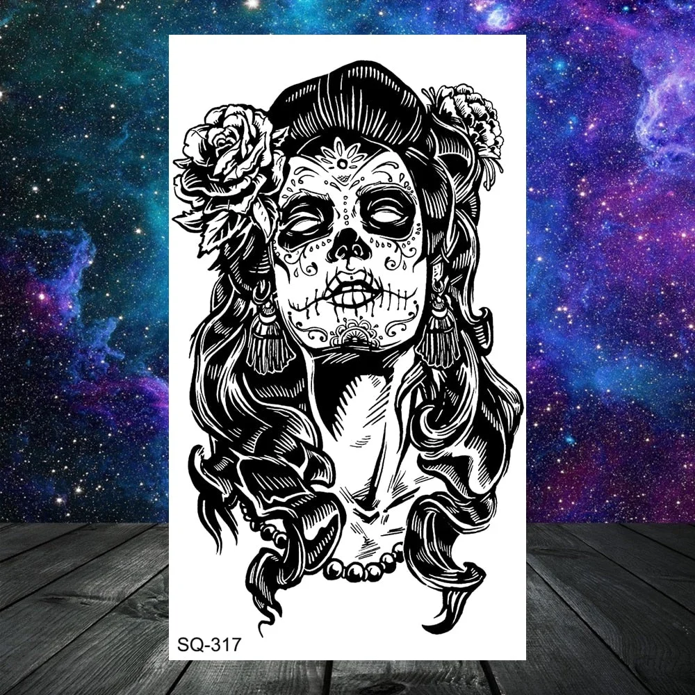 Small Skull Henna Feather Arrow Temporary Tattoos For Women Adult Kids Cross Scorpion Anchor Fake Tattoo Neck Arm Finger Tatoos