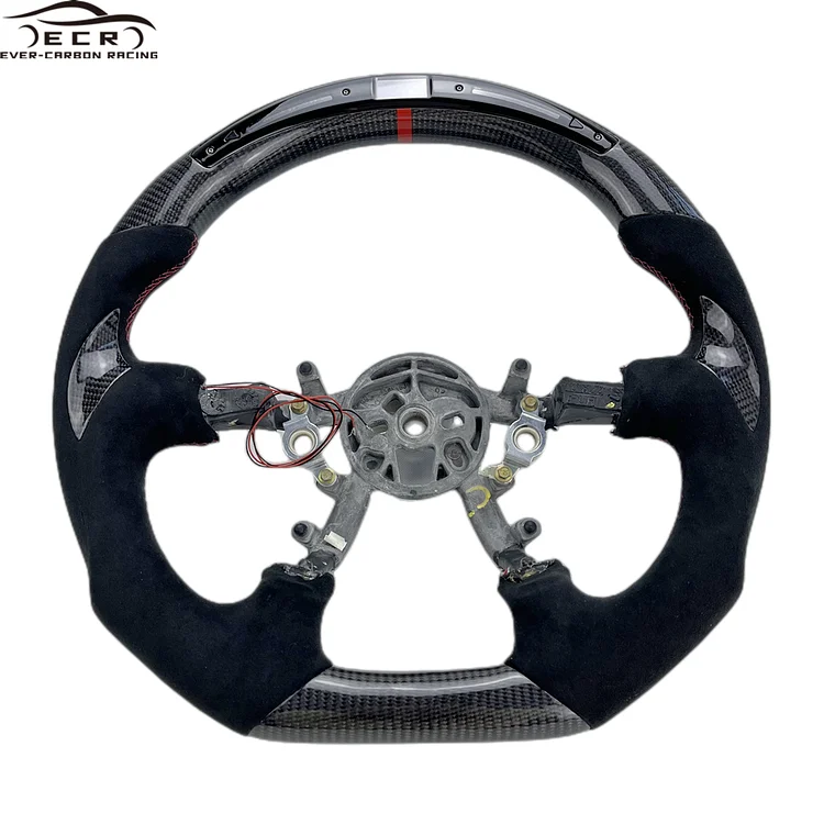 Ever-carbon Racing ECR Interior Accessories Sports Carton Box Steering Wheel LED Carbon Fiber Red 1pcs for Chevrolet Corvette C6 2005