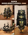 Seahorse Sailboat 3D Wooden Puzzle Model, Retro Pirate Ship Handmade DIY Creative Desktop Ornament