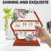 DIY Wooden Purple Flowers Diamond Painting Jewelry Holder Organizer 3-Tier Diamond Art Ring Jewelry Display Stand Ideal Gifts for Women and Girls