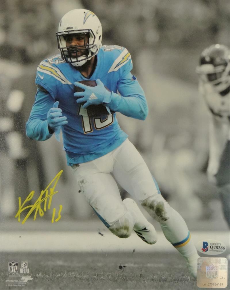 Keenan Allen Signed Chargers 8x10 B&W Spotlight PF Photo Poster painting- Beckett Auth *Yellow