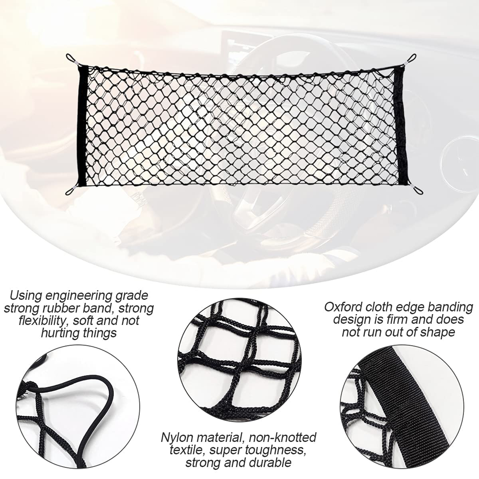 

Car Trunk Storage Mesh Net Bag Rear Cargo Net Holder Pouch Luggage Fixed, 90*40cm, 501 Original