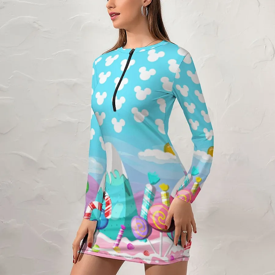 Fantasy Lovely Candyland Party Dress Rainbow Cake Pink Blue Custom Photo Funny Gift Long-Sleeve Zipper Front Bodycon Dress Candy-2XL Fantasy Lovely Candyland Party Dress Rainbow Cake Pink Blue Custom Photo Funny Gift Long-Sleeve Zipper Front Bodycon Dress Candy-2XL