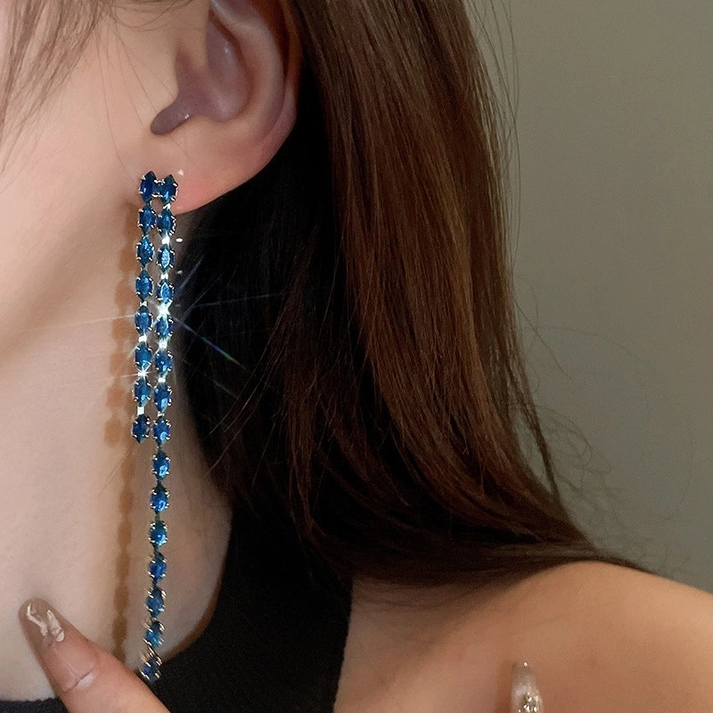 1 Pair Vintage Style Water Droplets Tassel Plating Copper Zircon Drop Earrings