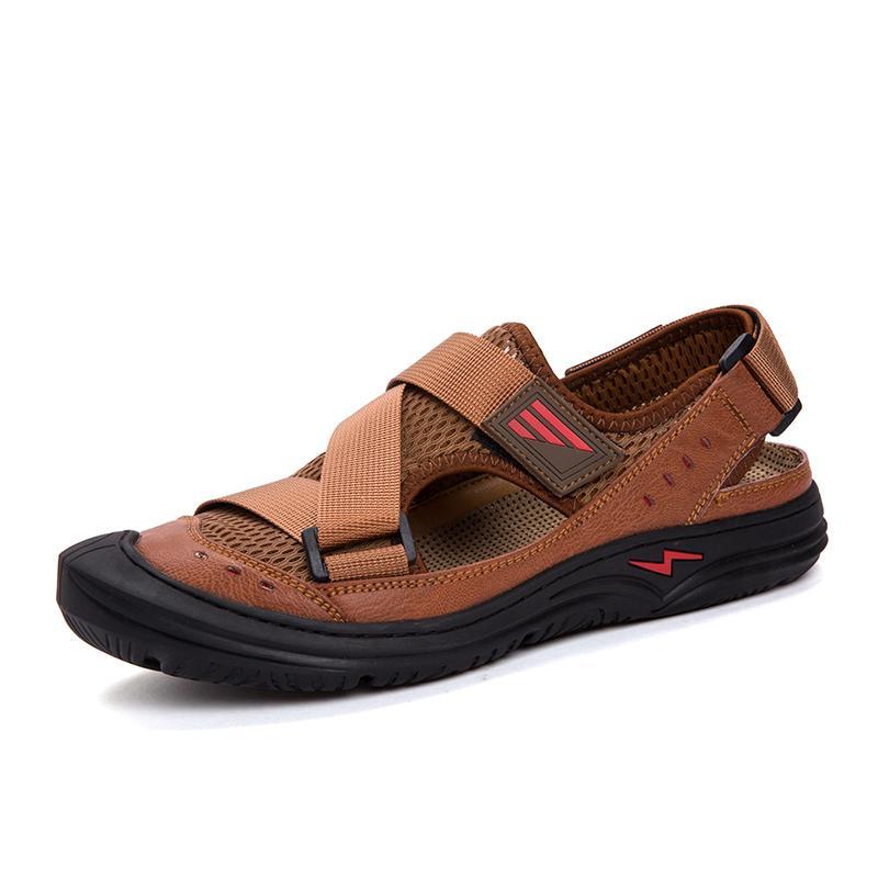 Dacomfy Men Trendy Handmade Leather Beach Sandals 