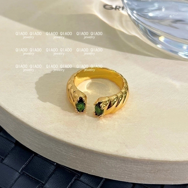 Fashion Heart Shape Butterfly Copper Plating Zircon Open Ring