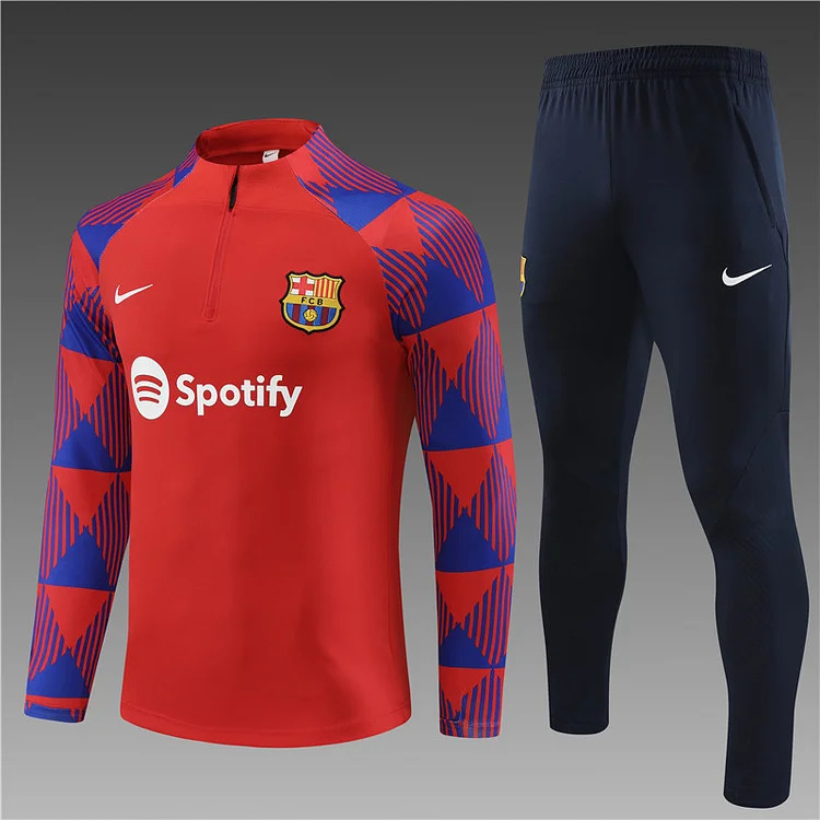 2023-24 Barcelona Red Half-zip Training Jersey