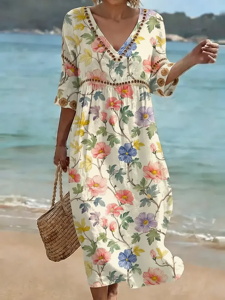 [Spot Big Sale] Women's Floral Print Casual Dress