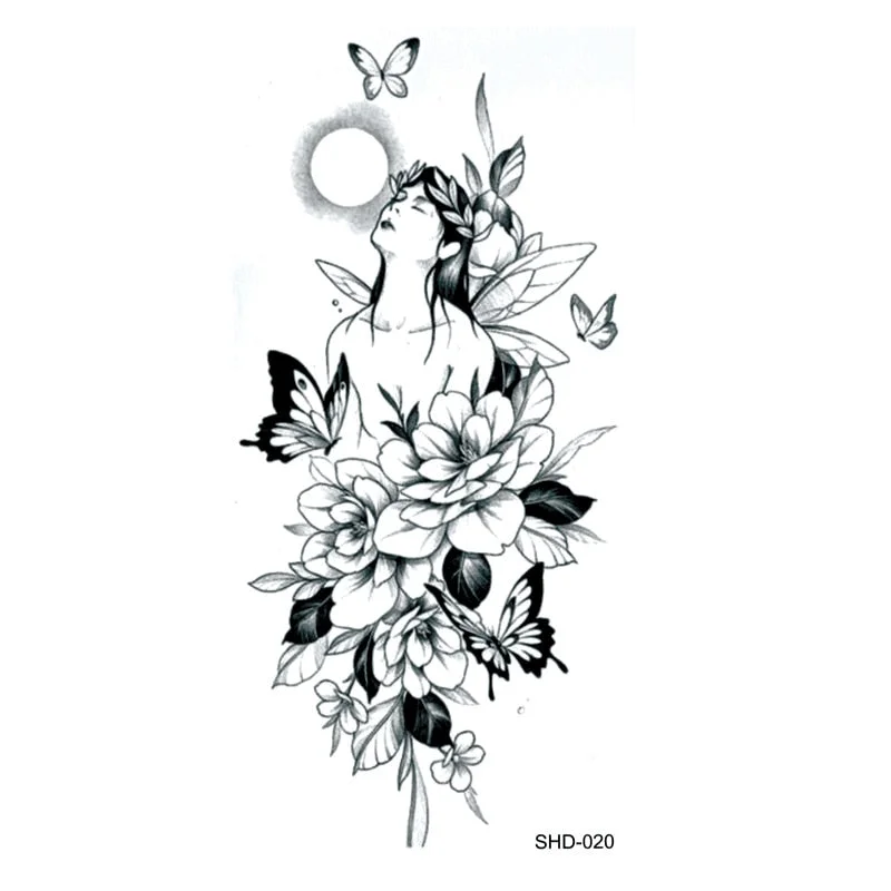 Three styles Grey Flower/compass/Flower Fairy/Whitecat Waterproof Temporary Tattoos Men Fake Tatoo Sleeves henna tattoo stickers